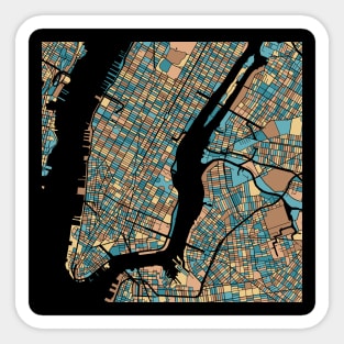 New York Map Pattern in Mid Century Pastel Sticker